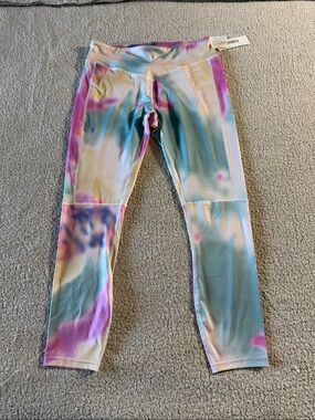 PSK Collective Rainbow Tie-Dye High-Rise Leggings in Pink, Blue & Cream Large